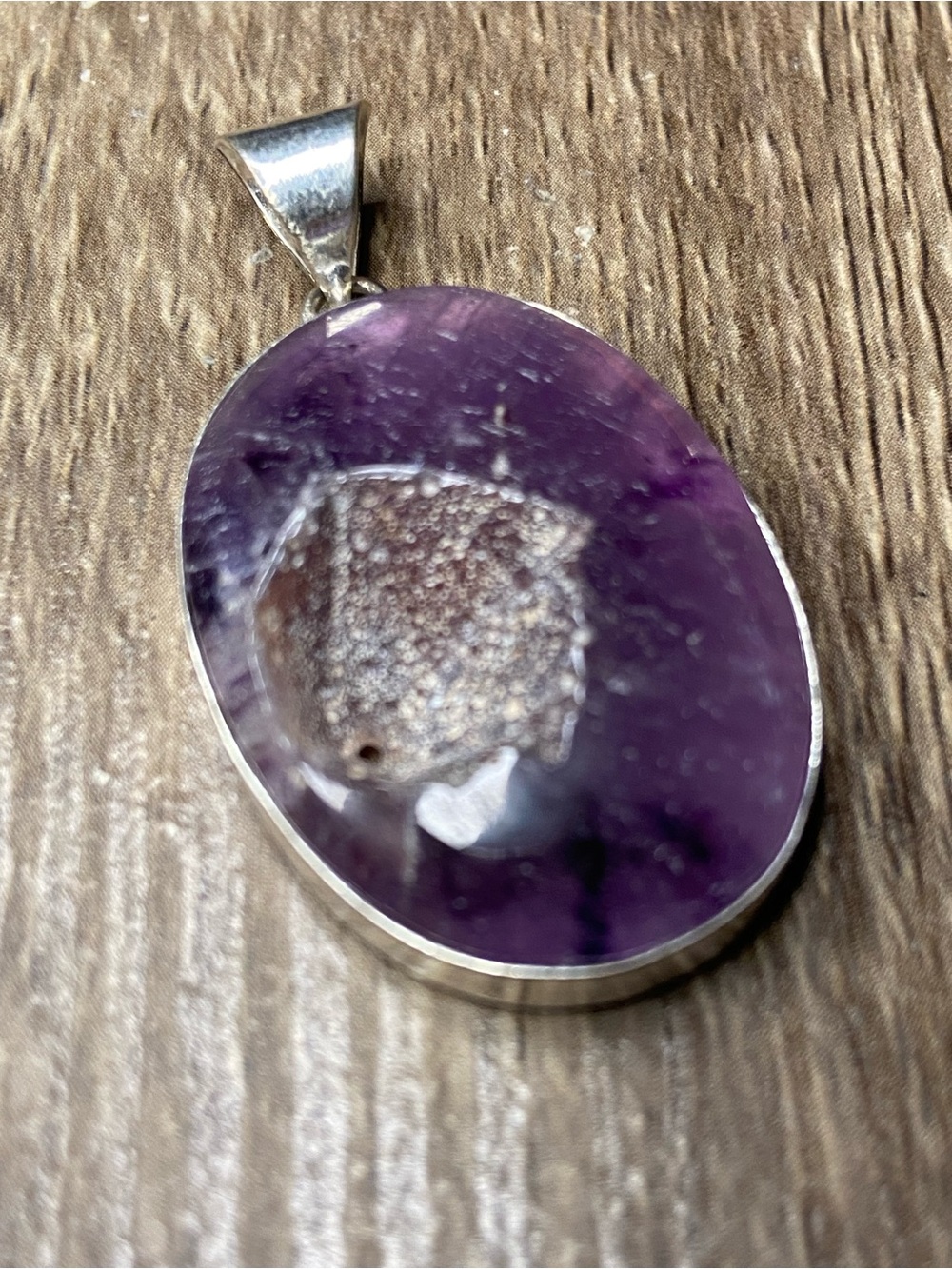 Purple Amethyst Oval Pendant Necklace